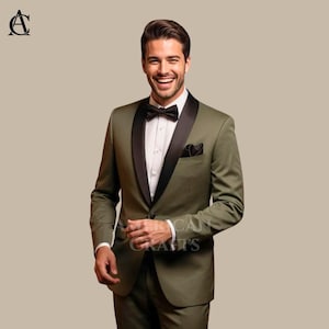 Olive Green Tuxedo Jacket - Etsy