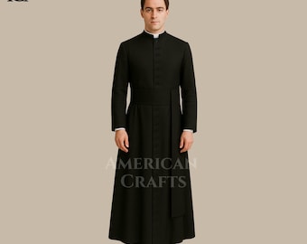 catholic clerical dress Bishop Cassock with Inverness Cape Custom colours and plus size options available Crafted from high Priest Cassock Men | Black