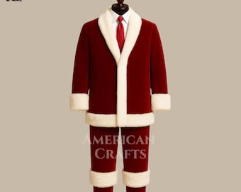 Roter Weihnachtsmannanzug für Männer - Weihnachtskostüm, festlicher Partyanzug & Jacke-Hosen-Set, Weihnachtsoutfit für Männer, Geschenk für Ihn