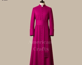Handgemaakte bisschop soutane gewaad voor mannen, aangepaste geestelijken soutane, fuchsia priestergewaad, katholieke kerk gewaad, anglicaanse koor soutane