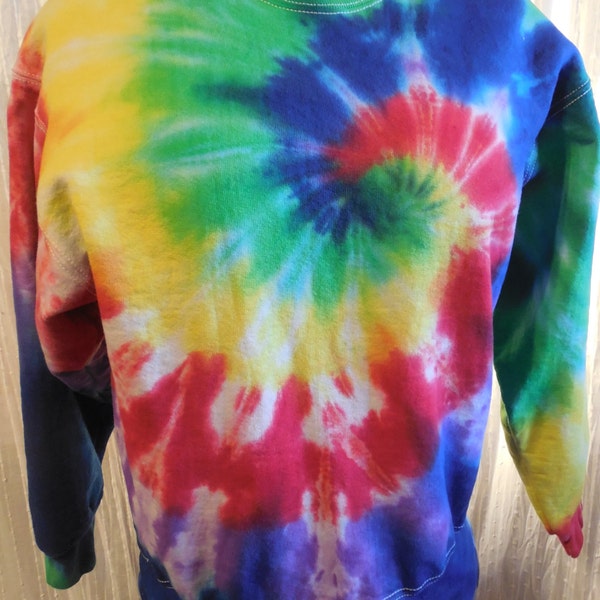 Crew neck Sweatshirt Unisex Size Medium Red, Yellow, Green and Blue Swirl