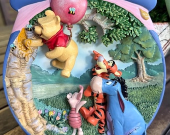 Vintage Bradford Exchange Winnie de Poeh 3D-verzamelbord - een soort Pooh-achtig soort picknick Hunnypot-avonturen