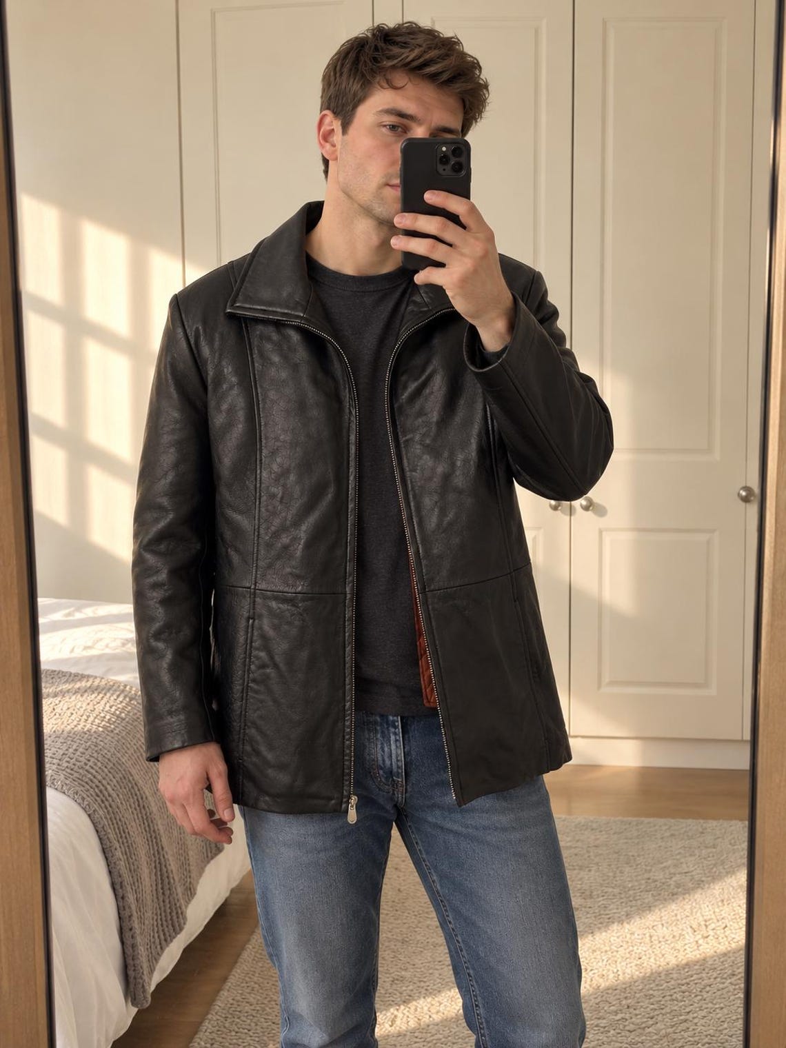 Vintage Wilsons Leather Pelle Studio Black Leather Jacket XL Thinsulate Zip Out Liner Men’s Coat, foto 1 di 5