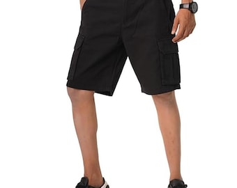 Short cargo coupe classique pour homme - Short cargo 100 % coton ultra-résistant pour homme