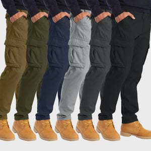 Men’s Slim Fit Cargo Pants - 100% Cotton Heavy Duty Work Pants for Men