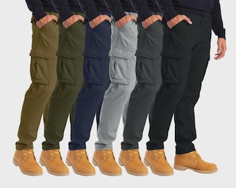 Pantalon cargo slim pour homme - Pantalon de travail robuste 100 % coton pour homme