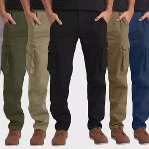 Men’s Relaxed Fit Cotton Cargo Pants – 6-Pocket Lightweight Work Pants