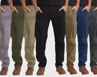 Men’s Relaxed Fit Cotton Cargo Pants – 6-Pocket Lightweight Work Pants