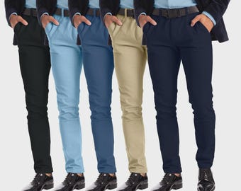 Chino Slim Fit en coton - Pantalon stretch homme devant plat