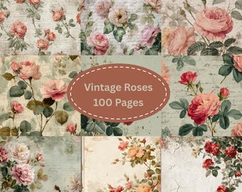 Vintage Floral Journal Pages | Watercolor Botanical Backgrounds | Antique Paper Ephemera | Junk Journal Printables |