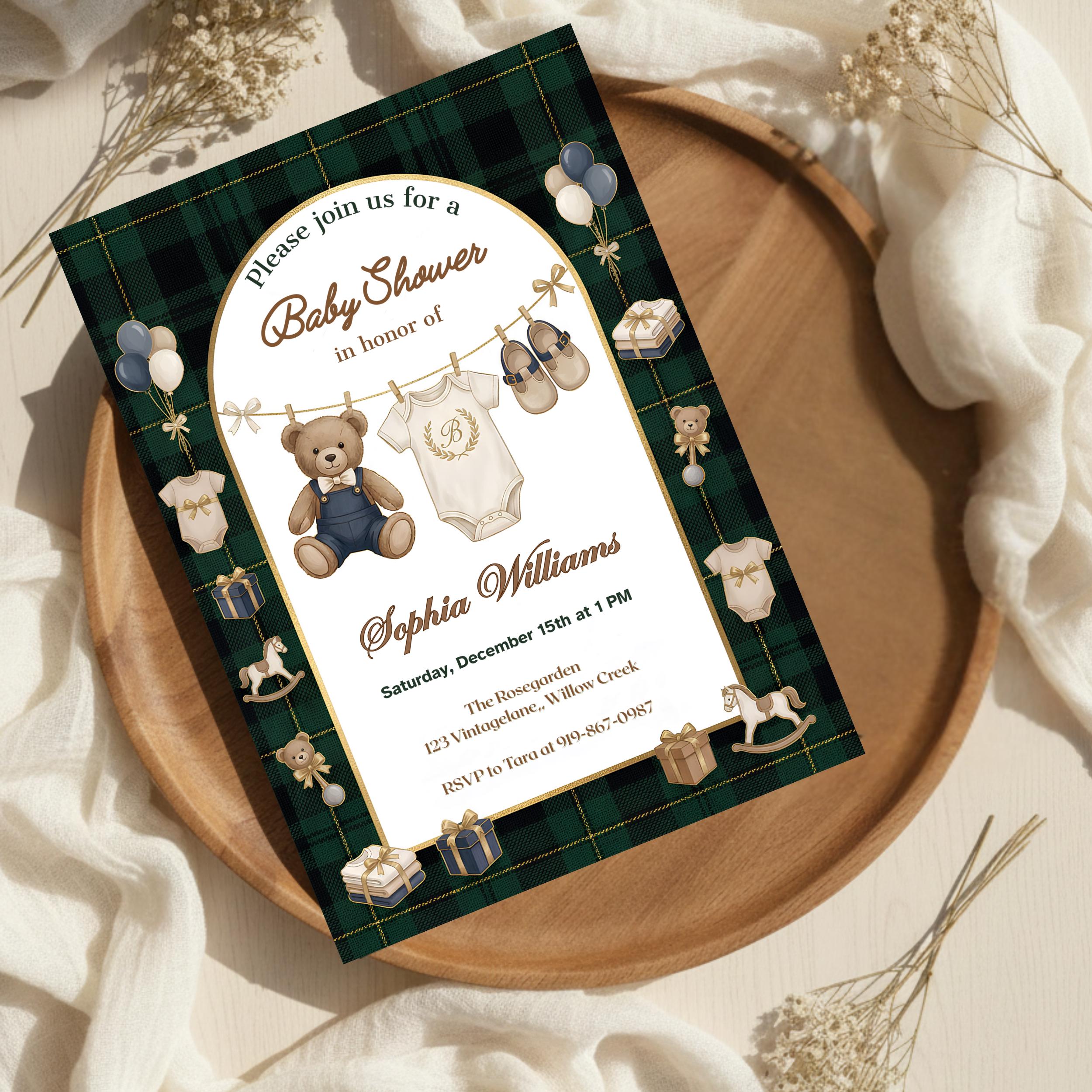 Polo Teddy Bear Baby Shower Invitation | Ralph Lauren Invite | Canva ...