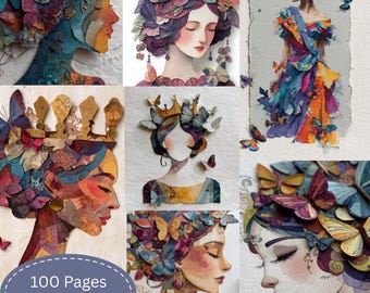 Whimsical Background Junk Journal Pages, whimsical journal mixed media papers,  Digital Papers, Printable Ephemera, Digital Journal Kit
