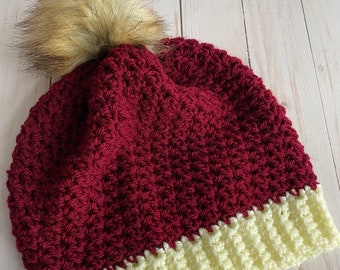 Crochet Winter Beanie-Size - Adult Woman, Crochet Beanie Maroon, Crochet Beanie, Crochet Beanie, Winter Hat, Beanie Woman