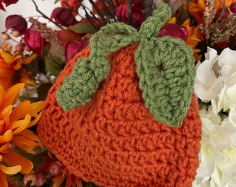 Crochet Baby Beanie, Pumpkin Beanie, Halloween Crochet Baby Hat, Orange Pumpkin Baby Hat, Newborn Hat, Newborn Baby Hat, Orange Infant Hat