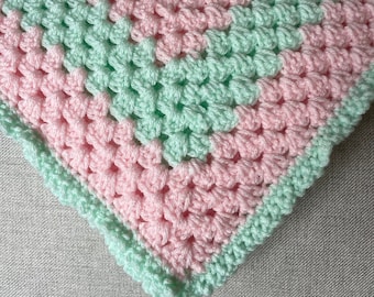 Baby Blanket, Baby Afghan, Pink and Mint Green Baby Blanket, Crochet Baby Blanket, Baby Shower Gift, Baby Blanket Girl, Snuggle Blanket