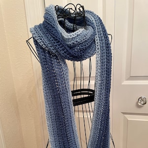 CroCheT ScArF PaTteRn, Winter Shades of Blue Ribbed Scarf Pattern, Crochet Scarf Pattern, Crochet Pattern, Gift for Her, Crochet Scarf image 2