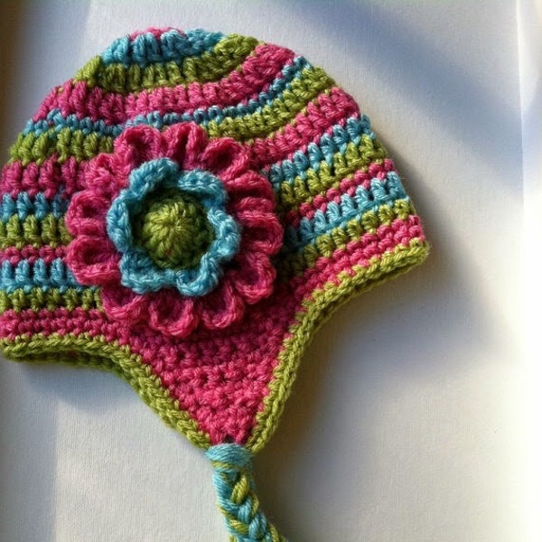 CRoChet PAtTerN, Crochet Hat, Cutest Earflap Hat Ever, Instant Download, Child Hat Pattern, Pattern Crochet Hat, Crochet Child Hat Pattern