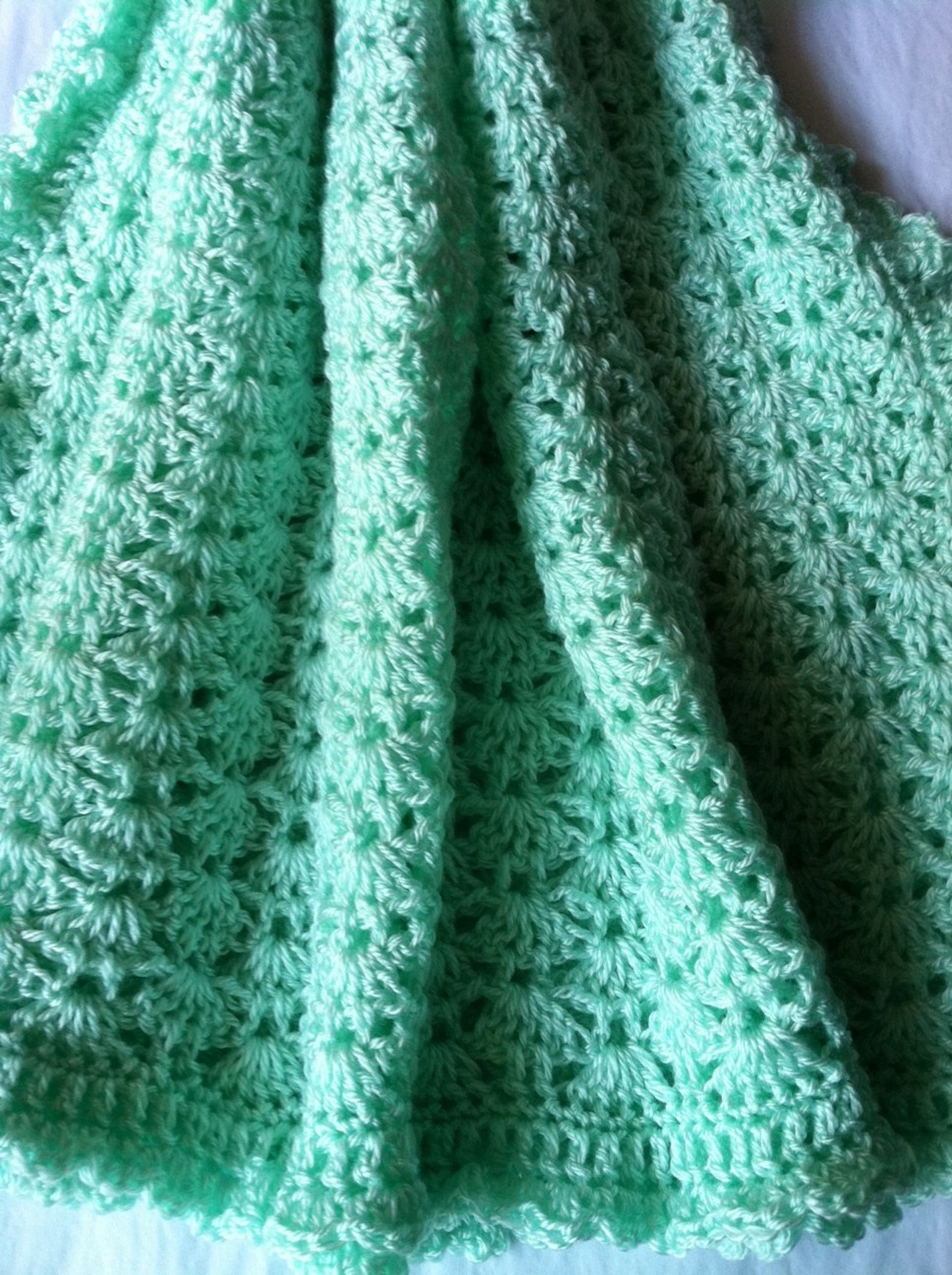 Aqua Baby Blanket Cozy Baby Afghan in Mint Crochet Baby Etsy