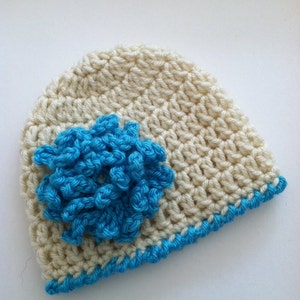 Crochet Baby Hat with Flower, Crochet Baby Hat, Newborn Hat, Baby Hat, Hat with Flower, Baby Girl Hat, Baby Beanie