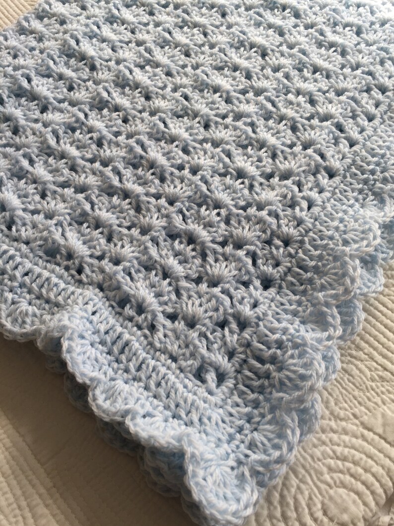 Baby Afghan in Blue and White Crochet Baby Afghan Crochet Etsy