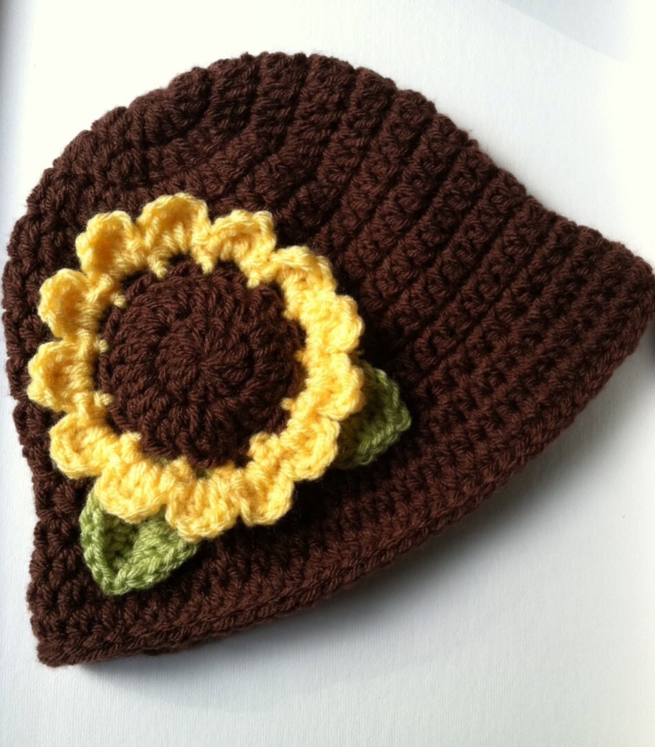 Sunflower Bucket Hat Crochet Hat With Flower Yellow Sunflower Hat