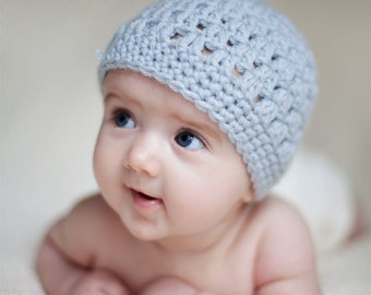 Blue Crochet Baby Hat, Crochet Baby Hat, Newborn Hat, Baby Hat, Blue Hat, Crochet Baby Beanie, Baby Boy Hat, Photo Prop