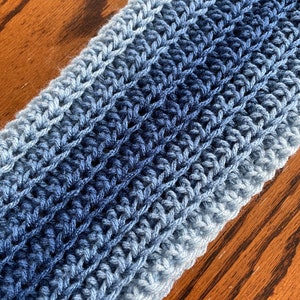 CroCheT ScArF PaTteRn, Winter Shades of Blue Ribbed Scarf Pattern, Crochet Scarf Pattern, Crochet Pattern, Gift for Her, Crochet Scarf image 7