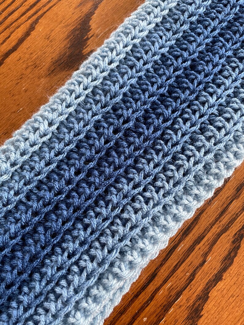 CroCheT ScArF PaTteRn, Winter Shades of Blue Ribbed Scarf Pattern, Crochet Scarf Pattern, Crochet Pattern, Gift for Her, Crochet Scarf image 7