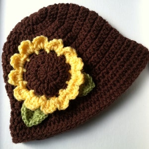 Sunflower Bucket Hat, Crochet Hat with Flower, Yellow Sunflower Hat, Autumn Photo Prop, Little Girl Bucket Hat, Child Hat, Sunflower Hat