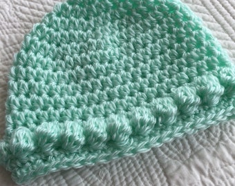 Newborn Crochet Baby Hat, Mint Green Beanie, Beanie, Photo Prop, Baby Girl Hat, Green Beanie, Spring Hat, Easter Hat, Accessories