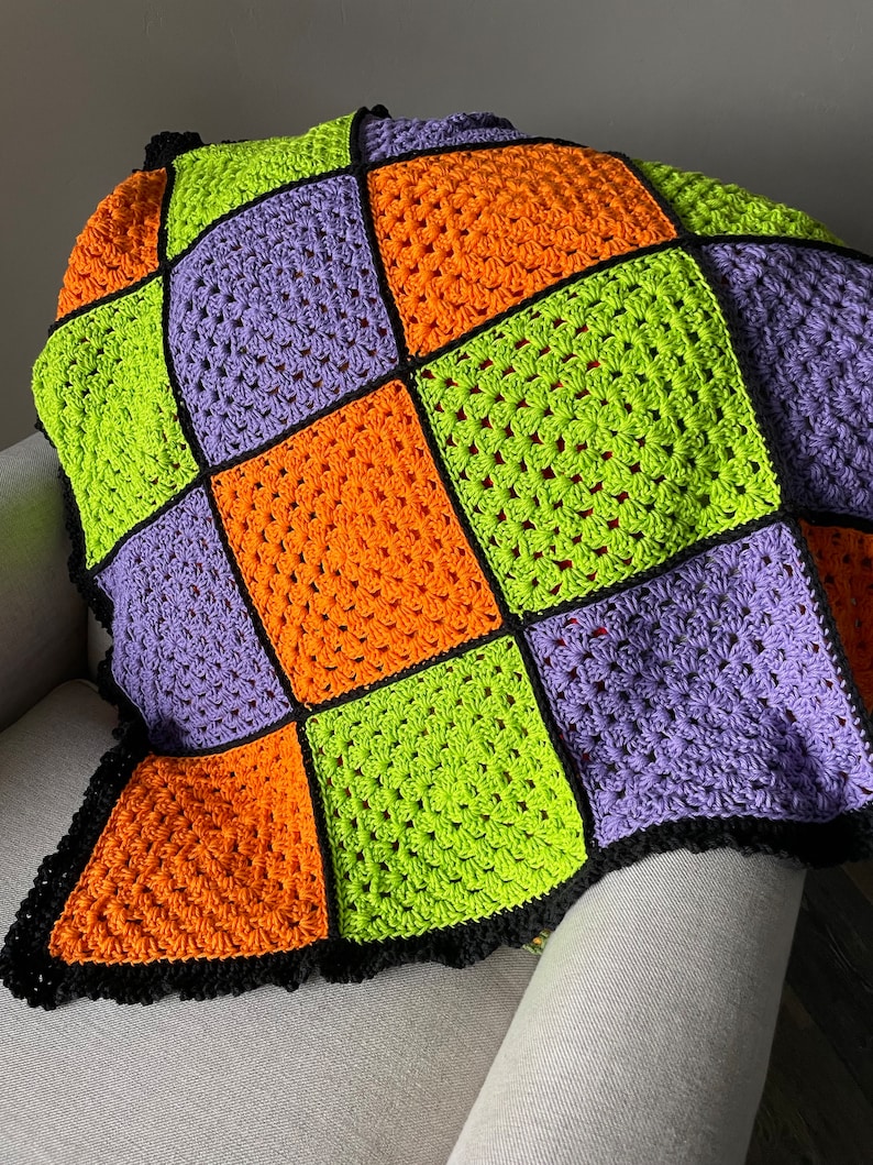Halloween Afghan Pattern Granny Square Afghan Easy Crochet Etsy
