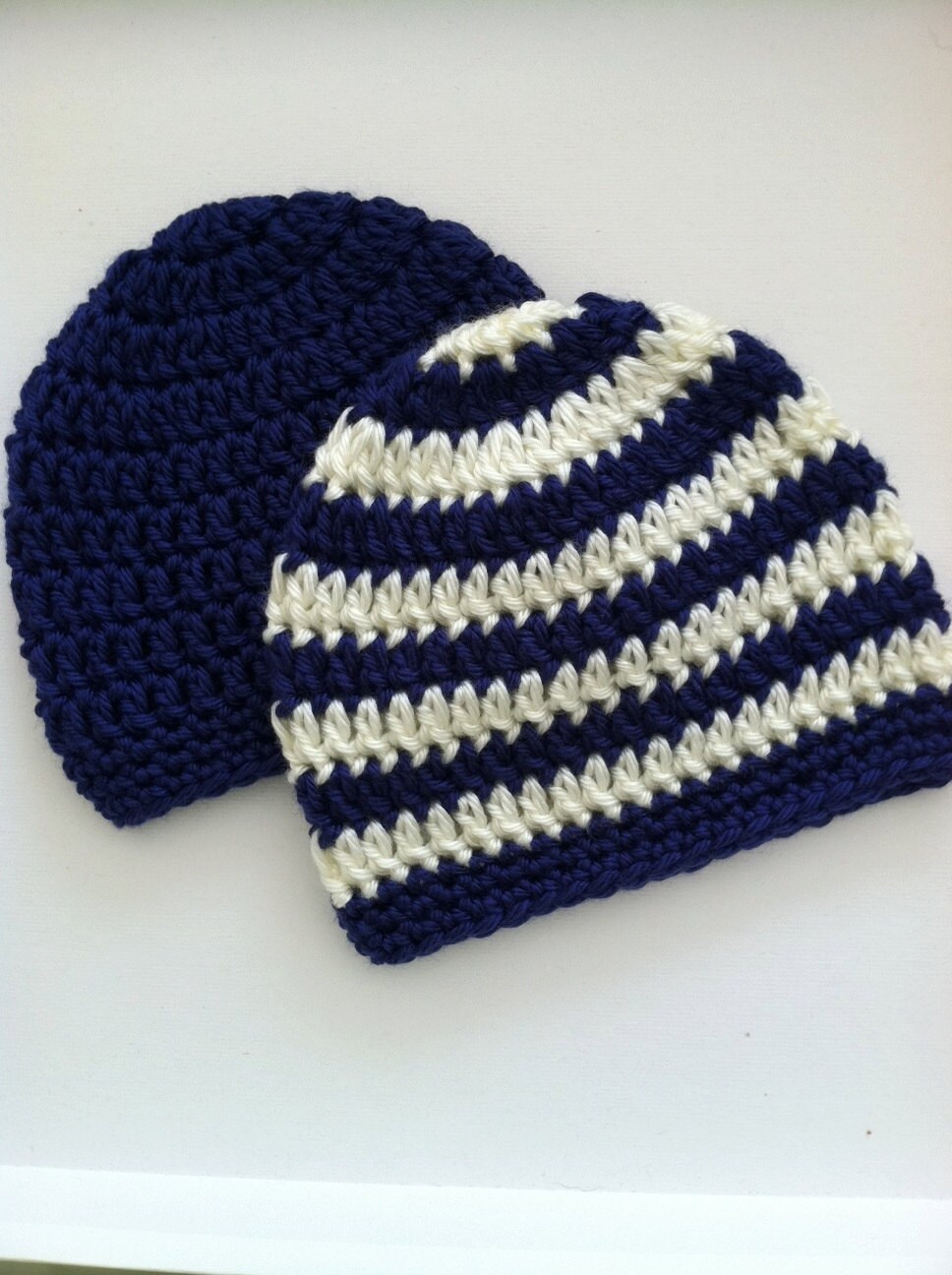 Baby Boy Hat, Crochet Baby Hats, Newborn Beanies, Navy Blue Baby Hat, Stripe Baby Hat, Baby Beanie Set
