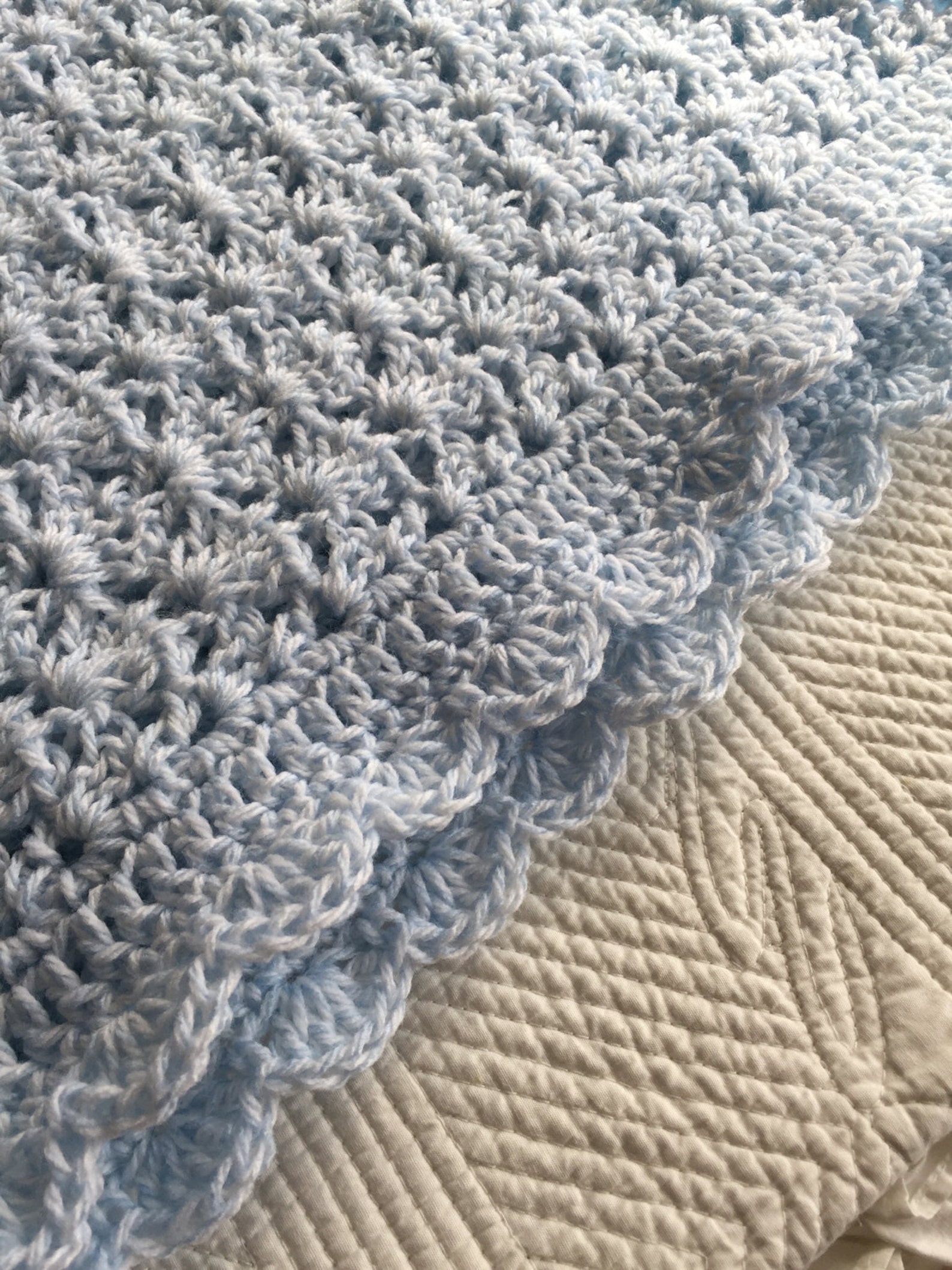 Baby Afghan in Blue and White Crochet Baby Afghan Crochet Etsy