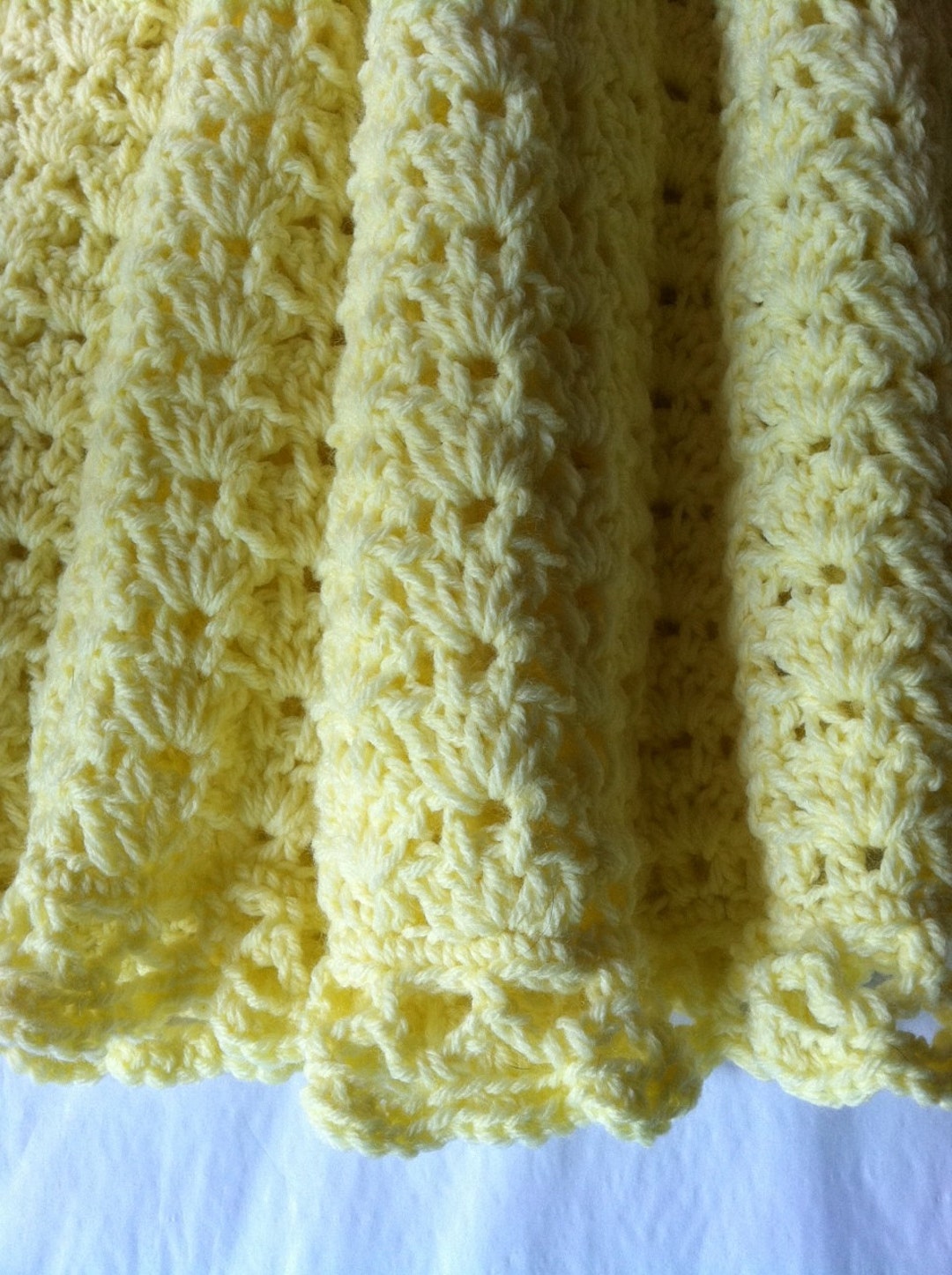 Crochet Yellow Baby Blanket, Yellow Baby Afghan, Handmade Baby Afghan