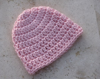 Crochet Baby Girl  Hat, Cozy Crochet Baby Beanie in Soft Pink, Christmas Hat, Holiday Hat, Photo Prop, Newborn Girl Hat