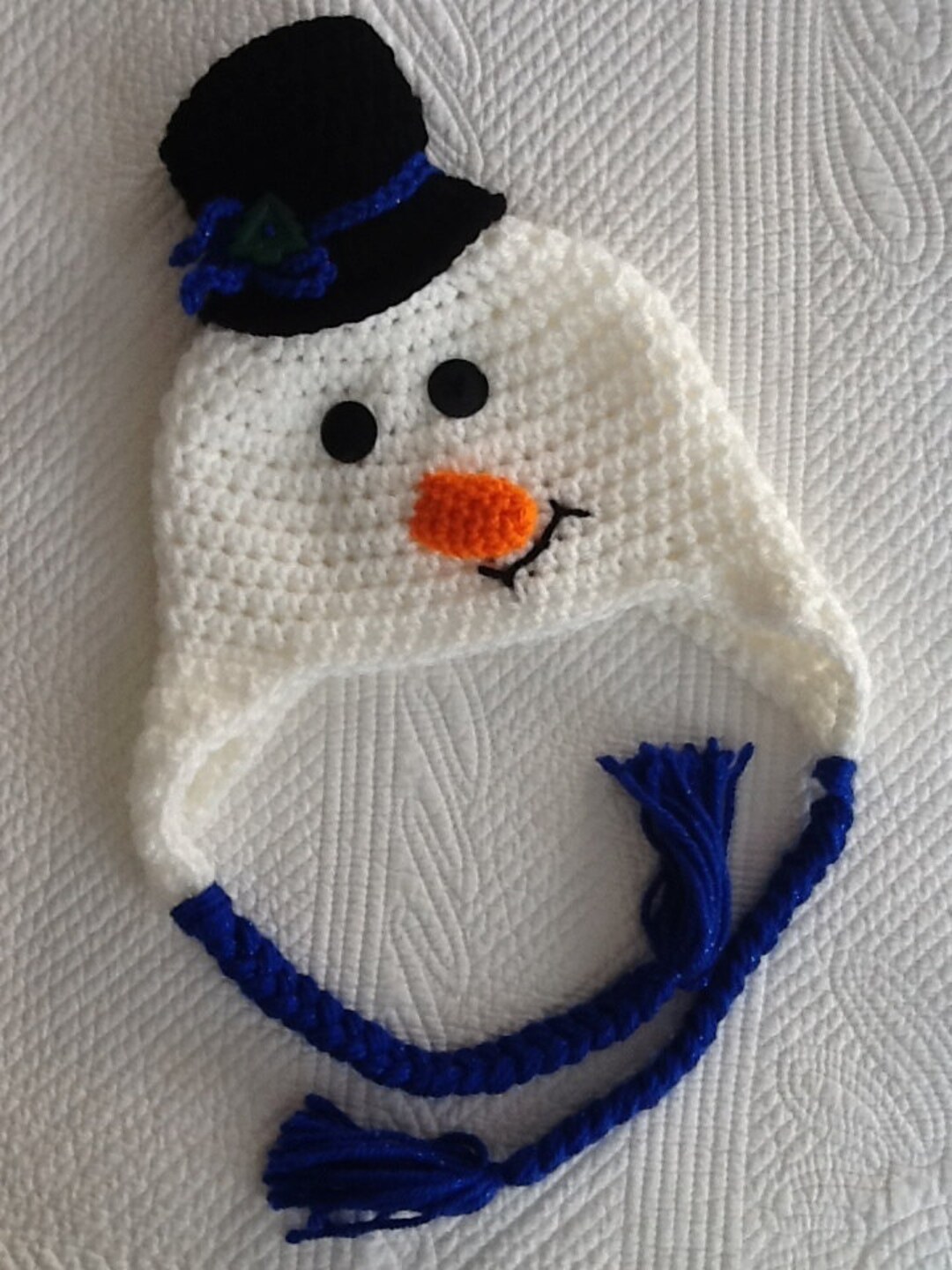 Snowman Hat With Top Hat and Earflaps, Crochet Baby Hat, Snowman Hat