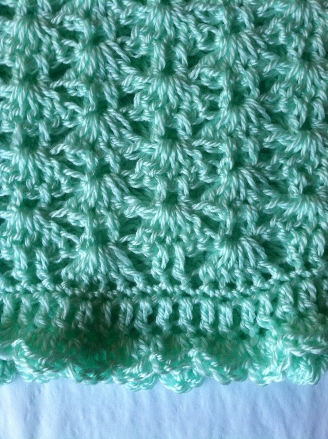 Aqua Baby Blanket Cozy Baby Afghan in Mint Crochet Baby Etsy