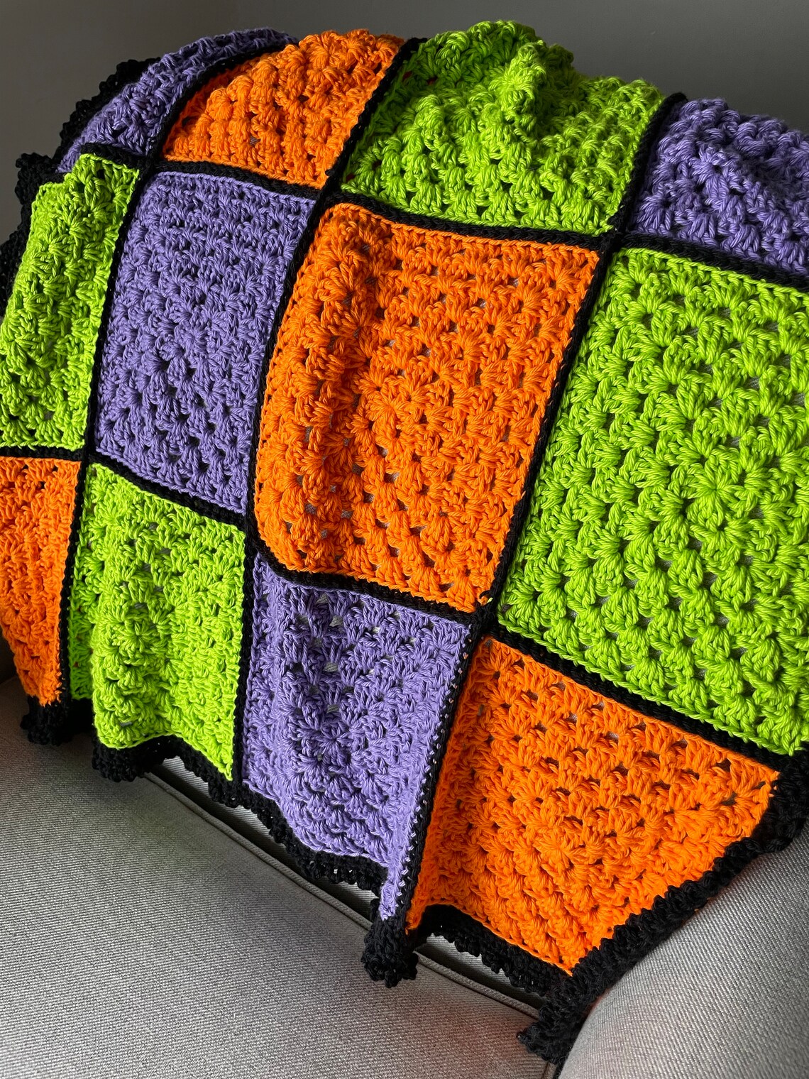 Halloween Afghan Pattern Granny Square Afghan Easy Crochet Etsy