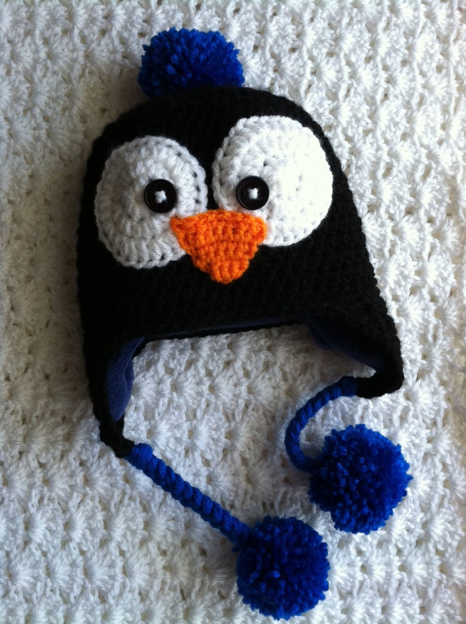 Penguin Hat With Fleece Lining Child Animal Hat Penguin Hat Etsy