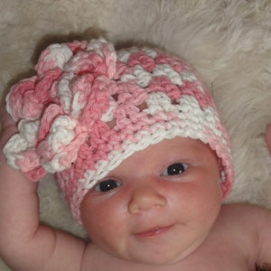 Crochet Baby Hat with Flower, Crochet Baby Hat, Newborn Hat, Baby Hat, Pink Crochet Baby Hat, Baby Hat  Flower, Baby Girl Hat, Infant Hat