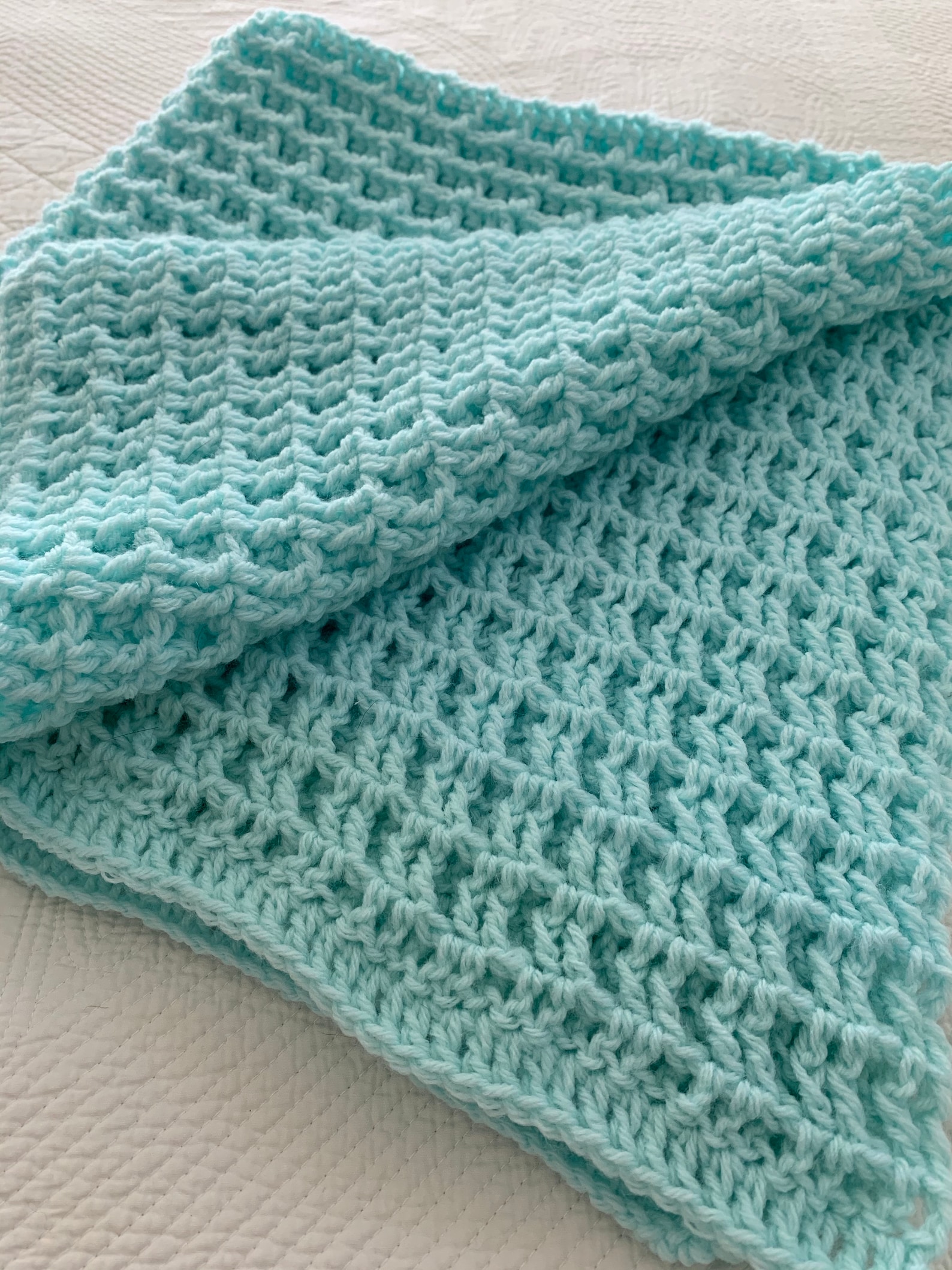 Aqua Baby Blanket Cozy Baby Afghan in Aqua Crochet Baby Etsy