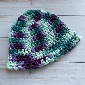 Blue and Purple Bucket Hat, Orange Crochet Baby Hat, Newborn Hat, Baby Hat, Bucket Hat,  Baby Bucket Hat, Baby Girl Hat, Summer Sun Hat