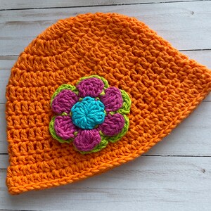 Orange Bucket Hat, Orange Crochet Baby Hat, Newborn Hat, Baby Hat, Bucket Hat,  Baby Bucket Hat, Baby Girl Hat, Summer Sun Hat