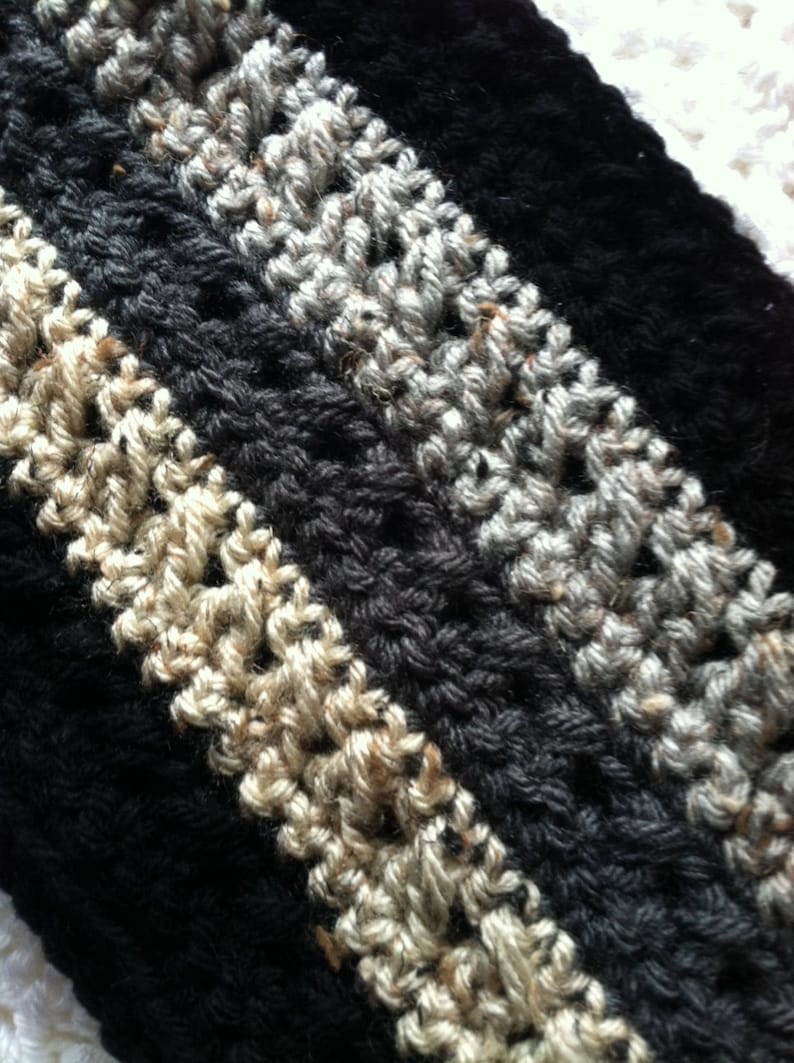 Crochet Men's Scarf in Black Brown and Tan Crochet - Etsy