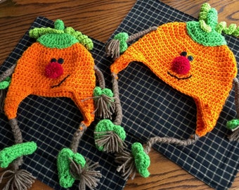 Halloween Pumpkin Hat, Orange Pumpkin Baby Hat, Halloween Hat, Pumpkin Hat, Orange Pumpkin Hat, Halloween Costume, Pumpkin Earflap Hat