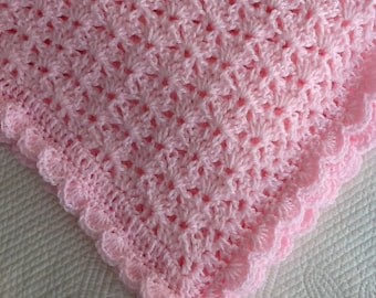 Baby Blanket, Baby Afghan, Crochet Baby Afghan, Pink Baby Afghan, Pink Crochet Baby Afghan, Crochet Baby Blanket, Valentine Gift for Baby