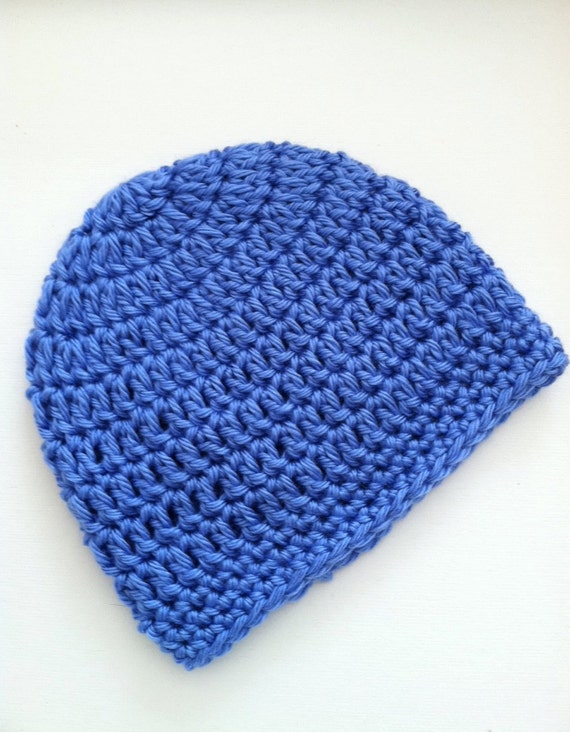12 M Hecho a mano de punto de ganchillo bebé Sombrero Niño Azul Botón Beanie Foto Prop recién nacido