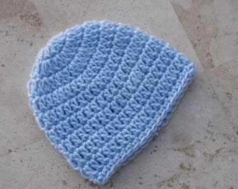 Newborn Beanie, Newborn Baby Boy Crochet, Beanie, Baby Blue Hat, Photo Prop, Newborn Boy Hat, Little Boy Hat, Baby Hat, Winter Hat, Baby Hat