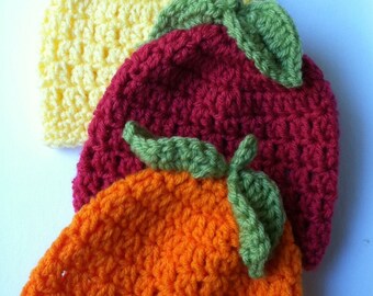 Apple Hat, Pumpkin Hat, Golden Delicious Apple Hat, Red Apple Baby Hat, Crochet Baby Hat, Newborn Baby Hat, Apple Red Infant Hat