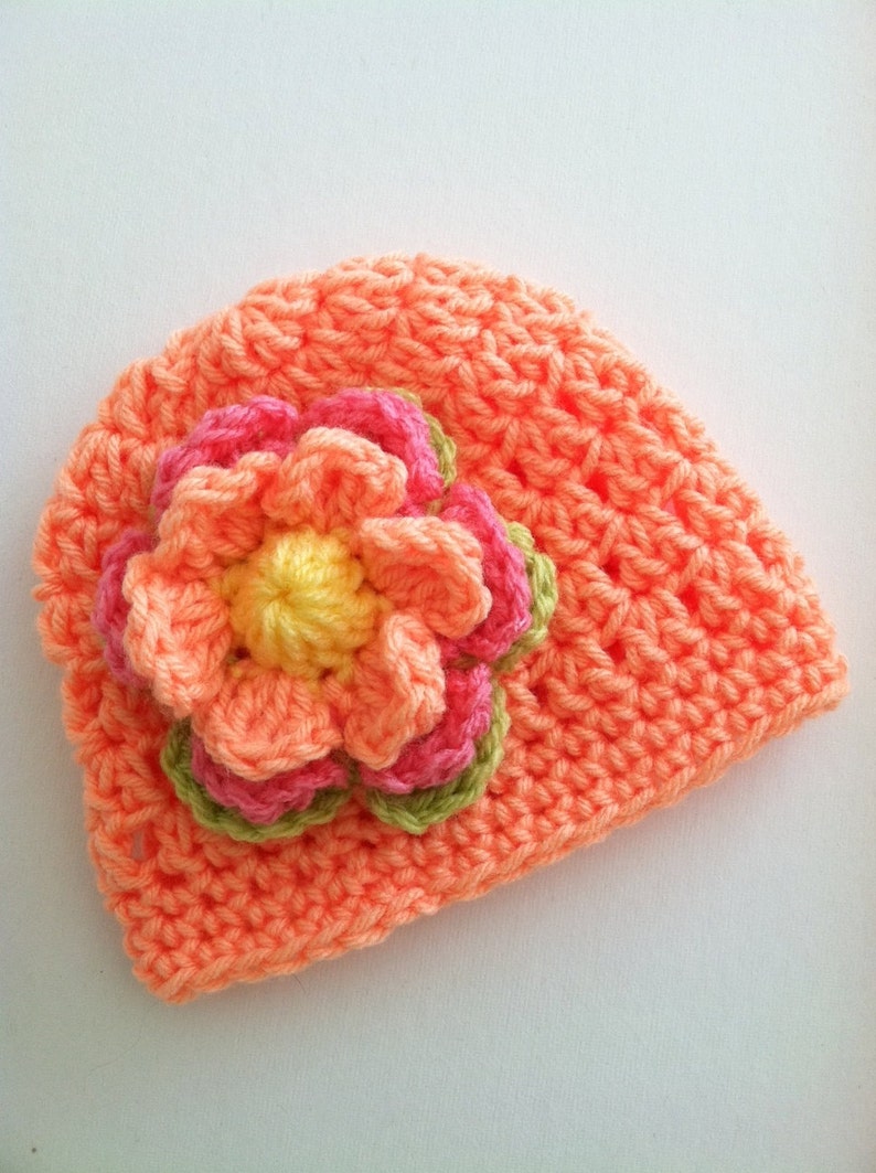 Crochet Baby Hat With Flower Crochet Baby Hat Newborn Hat Etsy